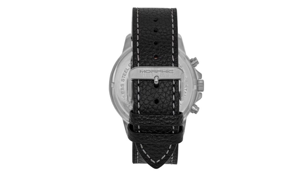 Morphic M86 Series Chronograph Leather-Band Watch, Silver/Black, One Size, MPH8602