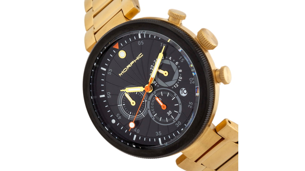 Morphic M87 Series Chronograph Bracelet Watch w/Date, Gold/Black, One Size, MPH8705