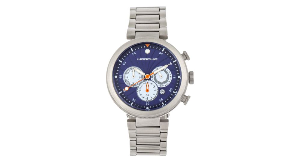Morphic M87 Series Chronograph Bracelet Watch w/Date, Silver/Blue, One Size, MPH8703