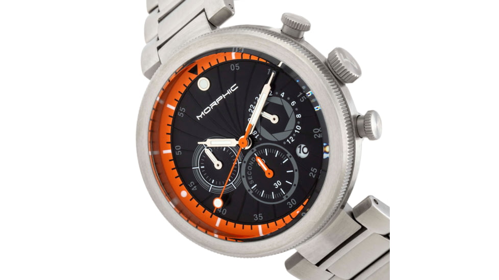 Morphic M87 Series Chronograph Bracelet Watch w/Date, Silver/Orange, One Size, MPH8704