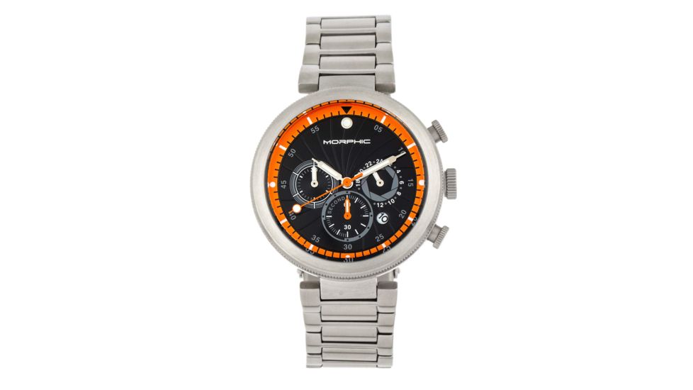 Morphic M87 Series Chronograph Bracelet Watch w/Date, Silver/Orange, One Size, MPH8704