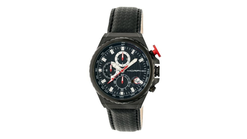 Mens M39 Series Watch,43mm,Black Analog Dial,Black Bezel,Black Leather Band