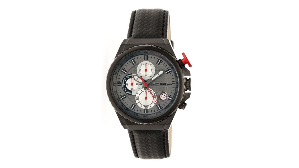 Mens M39 Series Watch,43mm,Charcoal Analog Dial,Black Bezel,Black Leather Band