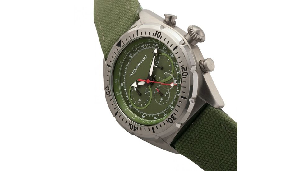 Morphic Mens M53 Series Leather-Band Watch, Olive, MPH5302