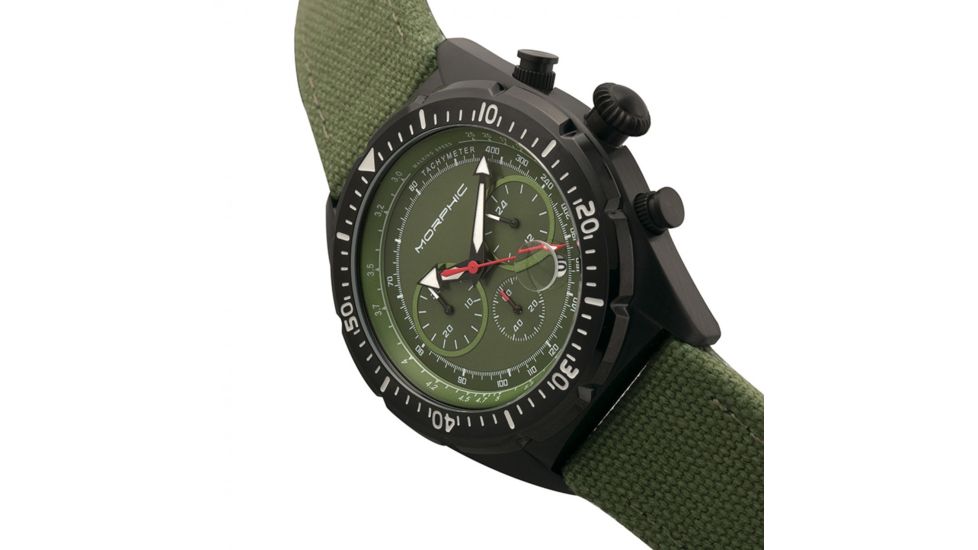 Morphic Mens M53 Series Leather-Band Watch, Olive, MPH5306
