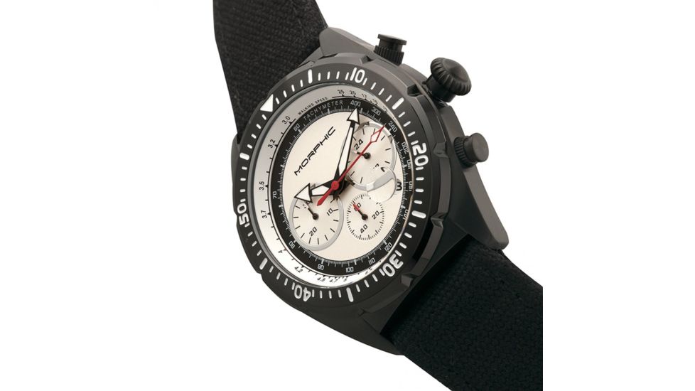 Morphic Mens M53 Series Leather-Band Watch, Silver/Black, MPH5304