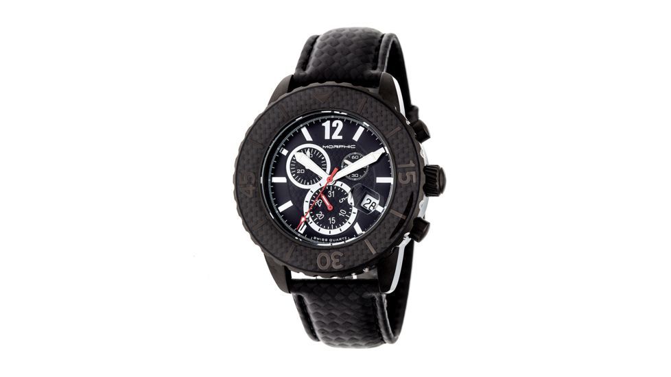 USED MorphicM51 Series Chronograph Leather-Band Watch w/Date, Black, MPH5104, EDEMO1