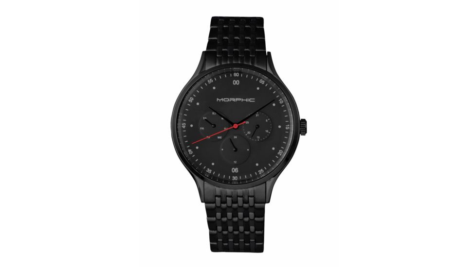 Morphic M65 Series Bracelet Watch w/Day/Date, Black, MPH6504