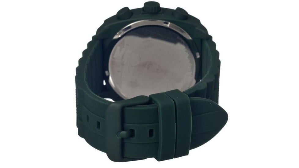 MOS Mens Berlin Strap Watch w/Day and Date Forest Green Bezel, Forest Green/Tonneau-shaped Case, Black/analog Dial, Red Hands MOSBN106