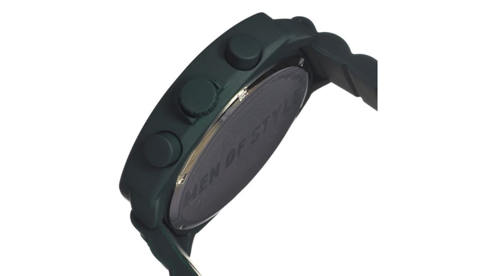 MOS Mens Berlin Strap Watch w/Day and Date Forest Green Bezel, Forest Green/Tonneau-shaped Case, Black/analog Dial, Red Hands MOSBN106