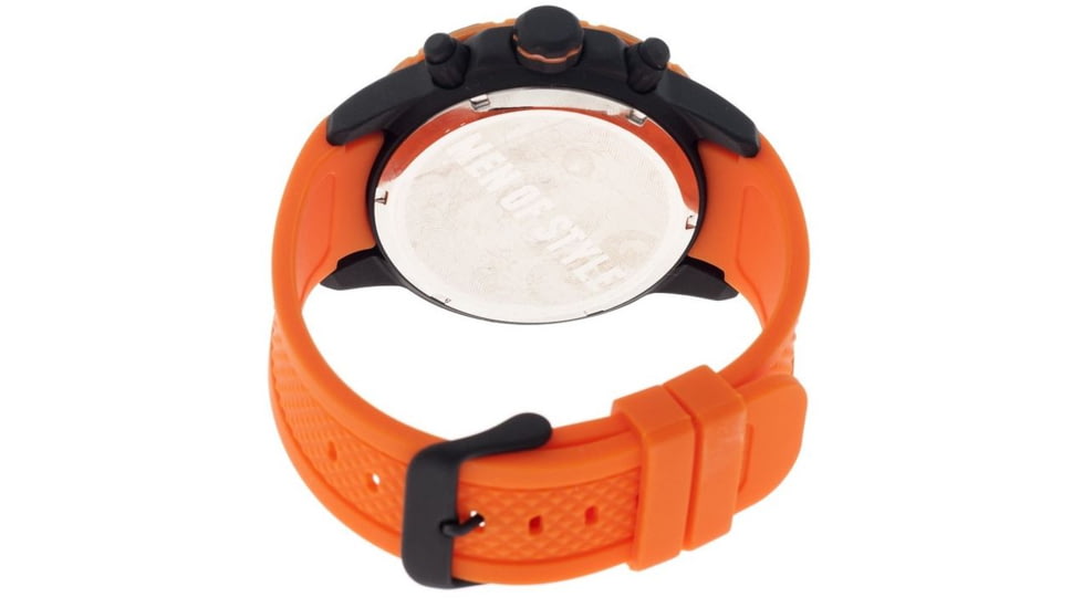 MOS Mens Casablanca Contour Silicone Strap Watch with Day and Date Sub-Dials Black Bezel, Black/Circle-shaped Case, Black/analog Dial, Silver Hands MOSCB104