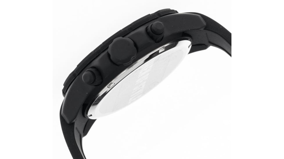 MOS Mens Casablanca Contour Silicone Strap Watch with Day and Date Sub-Dials Black Bezel, Black/Circle-shaped Case, Black/analog Dial, Silver Hands MOSCB105