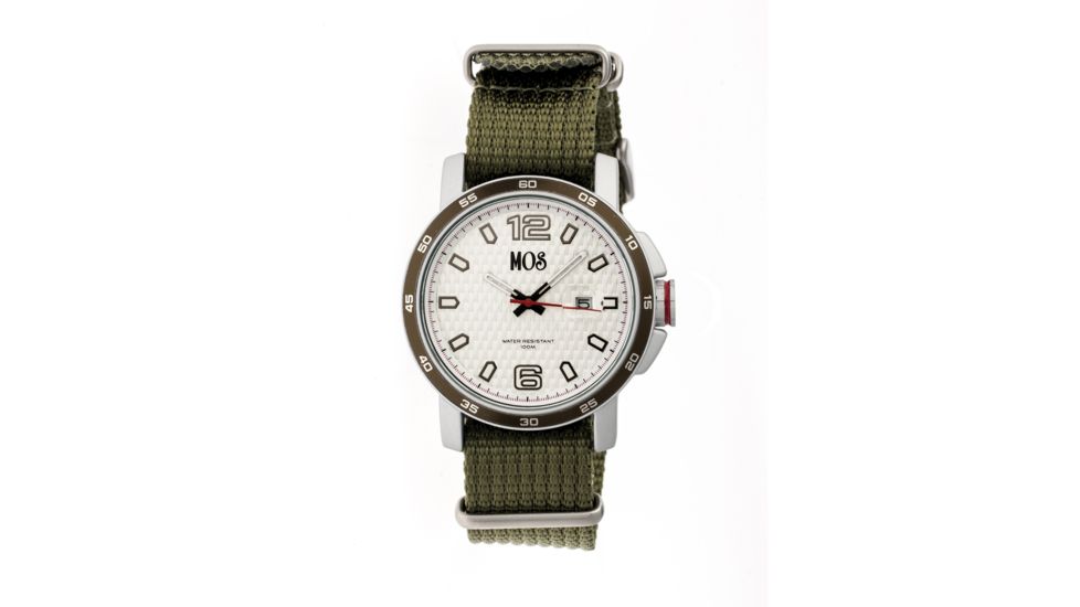 EB103 Edinburgh Mens Watch, olive Band, Olive Bezel, Black Markers, White Face