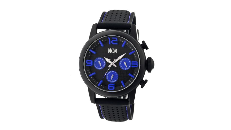 MOS La106 Los Angeles Mens Watch, 47mm, Black Strap, Blue/Black Dial MOSLA106