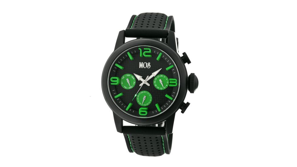 MOS La105 Los Angeles Mens Watch, 47mm, Black Strap, Green/Black Dial MOSLA105