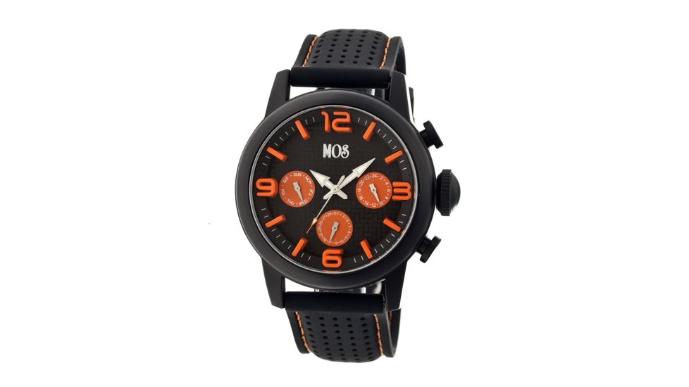 MOS La103 Los Angeles Mens Watch, 47mm, Black Strap, Orange/Black Dial MOSLA103