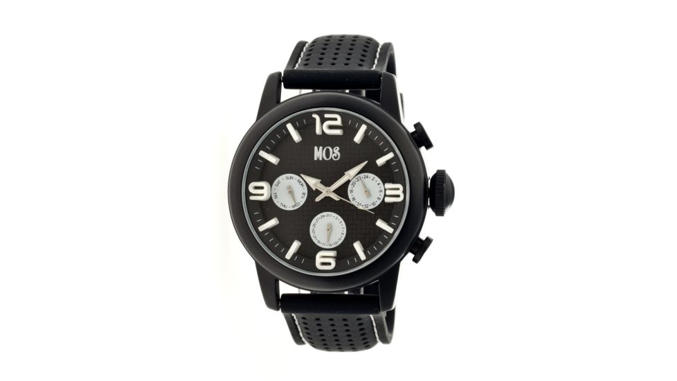 MOS La101 Los Angeles Mens Watch, 47mm, Black Strap, White/Black Dial MOSLA101