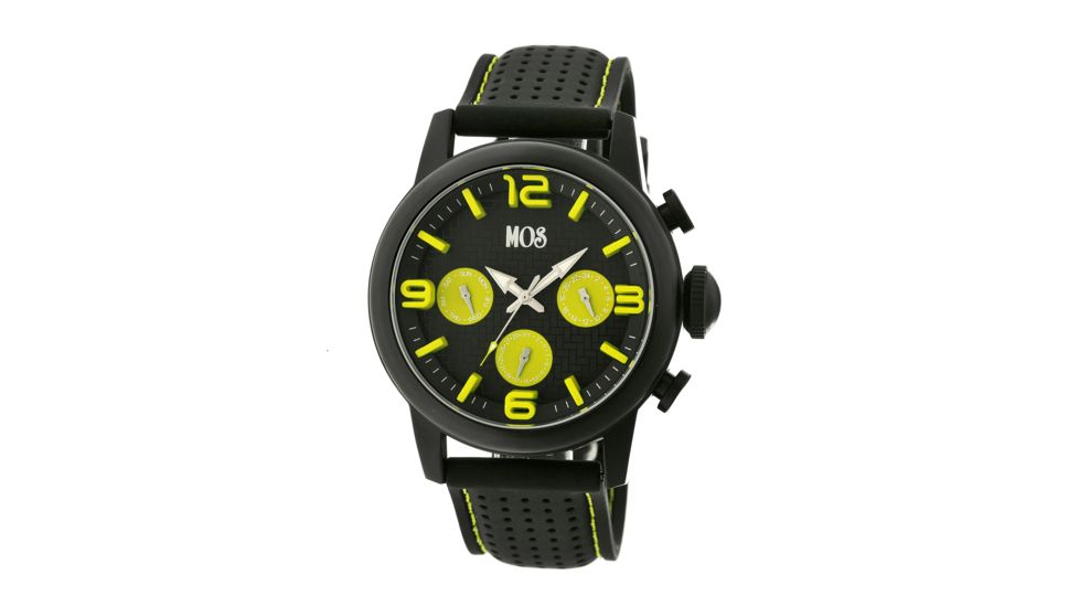 MOS La102 Los Angeles Mens Watch, 47mm, Black Strap, Yellow/Black Dial MOSLA102