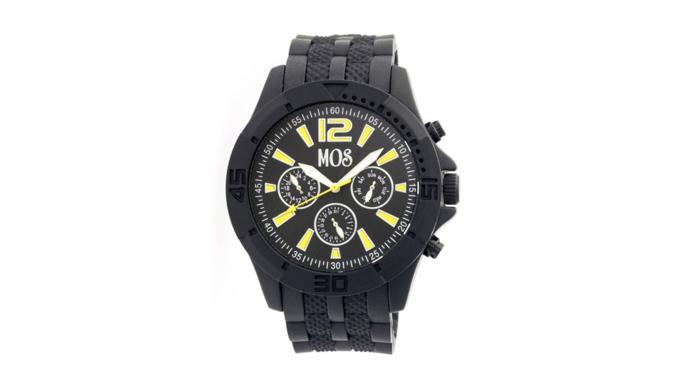 MOS MD102 Madrid Mens Watch, Black Case, 48mm, Yellow Markers MOSMD102