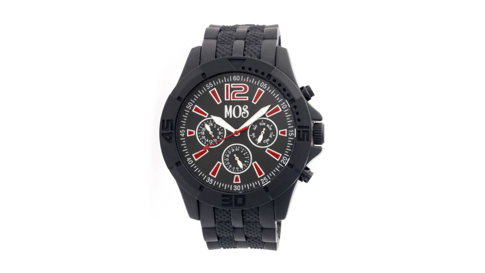 MOS MD104 Madrid Mens Watch, Black Case, 48mm, Red Markers MOSMD104