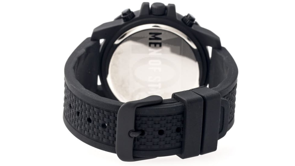 MOS Mens Prague Multi-Function Silicone Strap Watch Black Bezel, Black/Circle-shaped Case, Black/analog Dial, Silver Hands MOSPG101