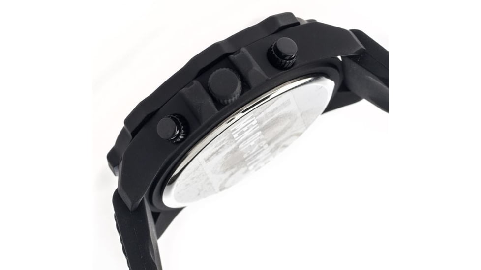 MOS Mens Prague Multi-Function Silicone Strap Watch Black Bezel, Black/Circle-shaped Case, Black/analog Dial, Silver Hands MOSPG101