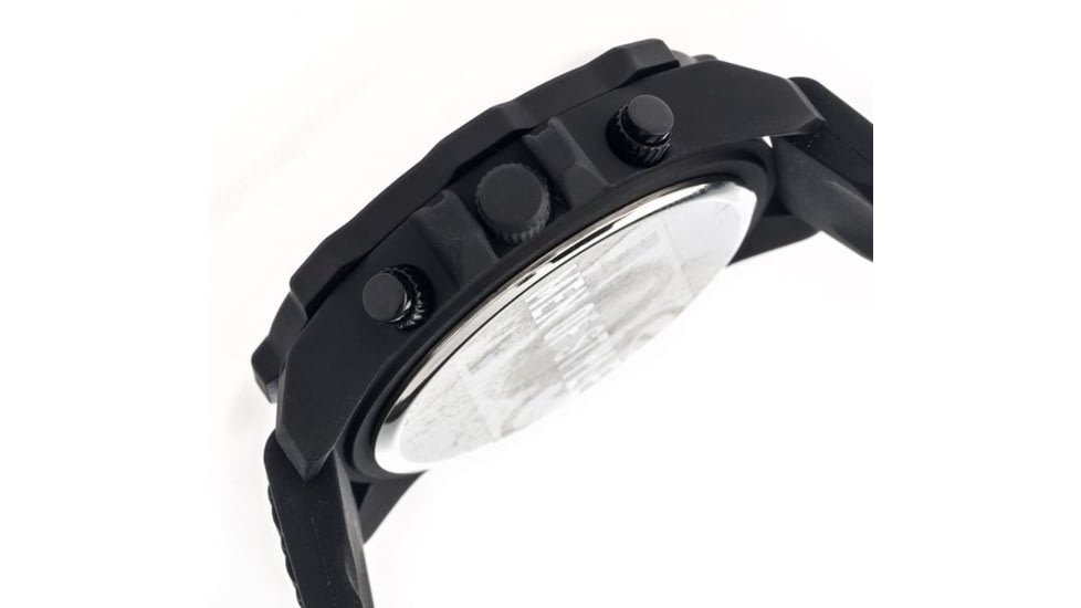 MOS Mens Prague Multi-Function Silicone Strap Watch Black Bezel, Black/Circle-shaped Case, Black/analog Dial, Silver Hands MOSPG102