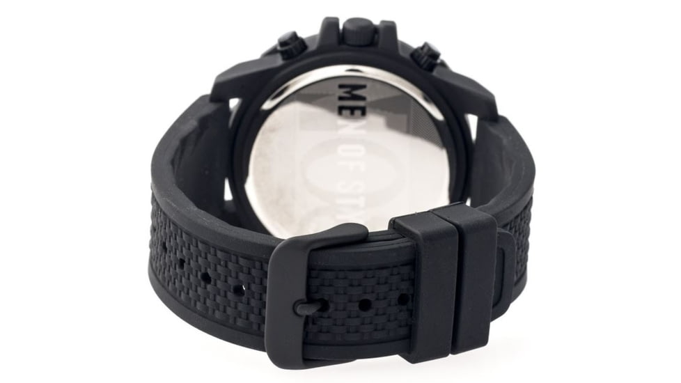 MOS Mens Prague Multi-Function Silicone Strap Watch Black Bezel, Black/Circle-shaped Case, Black/analog Dial, Silver Hands MOSPG103