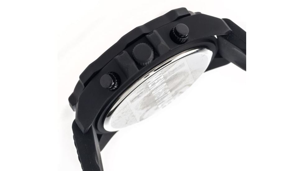 MOS Mens Prague Multi-Function Silicone Strap Watch Black Bezel, Black/Circle-shaped Case, Black/analog Dial, Silver Hands MOSPG103