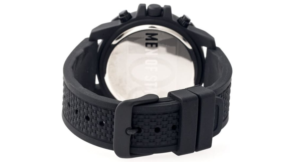 MOS Mens Prague Multi-Function Silicone Strap Watch Black Bezel, Black/Circle-shaped Case, Black/analog Dial, Silver Hands MOSPG104