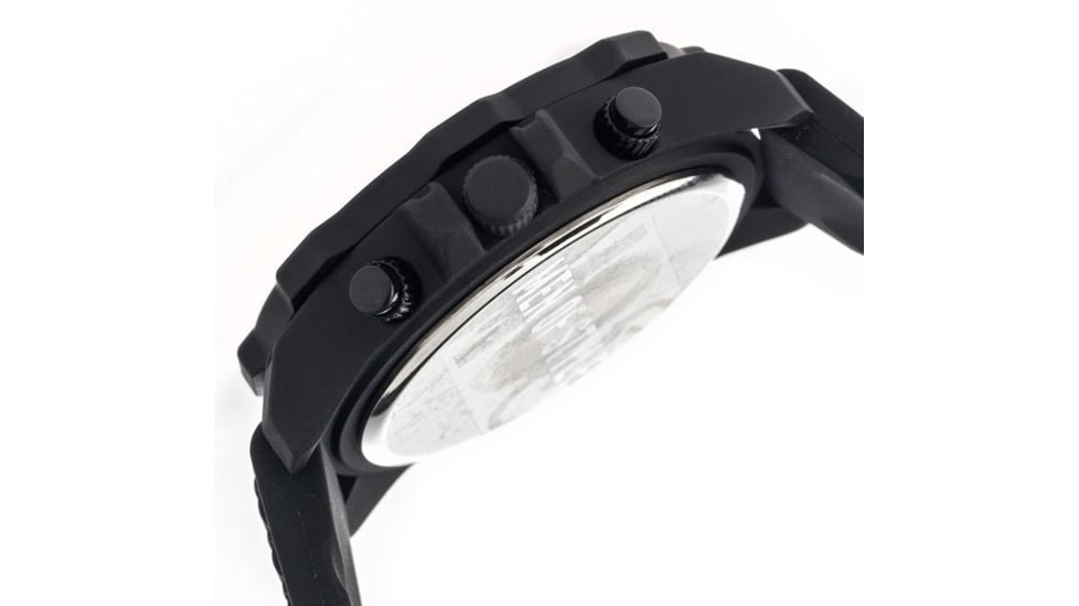 MOS Mens Prague Multi-Function Silicone Strap Watch Black Bezel, Black/Circle-shaped Case, Black/analog Dial, Silver Hands MOSPG104