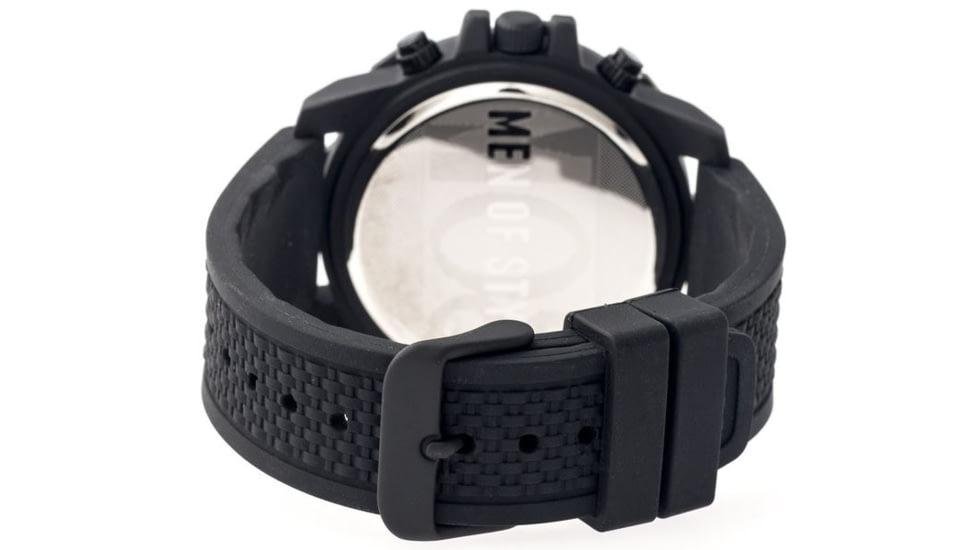 MOS Mens Prague Multi-Function Silicone Strap Watch Black Bezel, Black/Circle-shaped Case, Black/analog Dial, Silver Hands MOSPG105