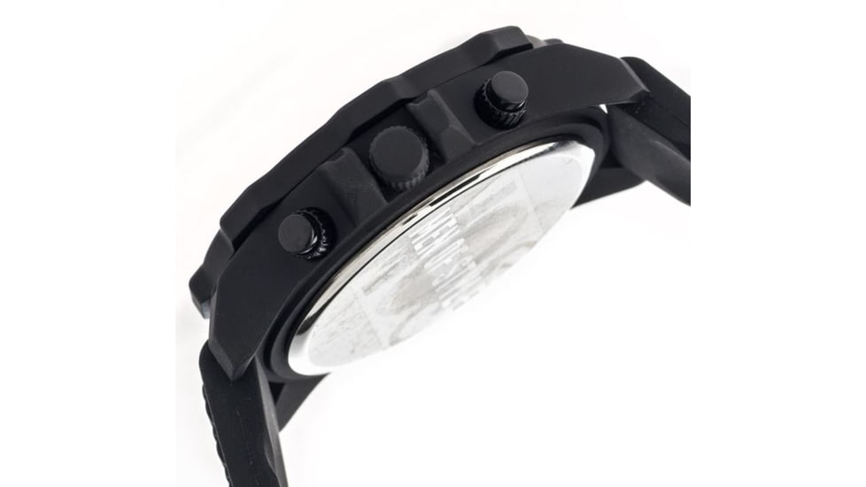 MOS Mens Prague Multi-Function Silicone Strap Watch Black Bezel, Black/Circle-shaped Case, Black/analog Dial, Silver Hands MOSPG105