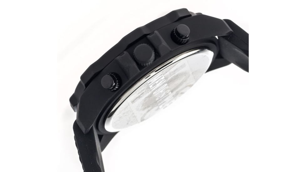 MOS Mens Prague Multi-Function Silicone Strap Watch Black Bezel, Black/Circle-shaped Case, Black/analog Dial, Silver Hands MOSPG106