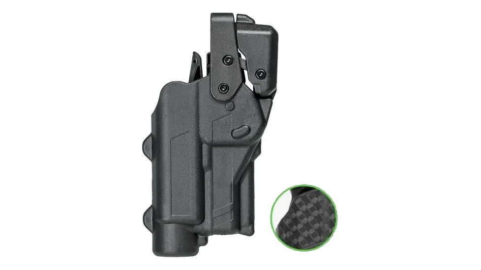 Alien Gear Holsters Rapid Force Duty Holster LVL 3 w/Light-Bearing w/Clamshell Packaging, Glock 19/45 Gen 1-5/19X/19 MOS/23 Gen 1-4/44/45 MOS, Left Hand, BasketWeave Black, RD-M-0057-BW-LH-L1-C