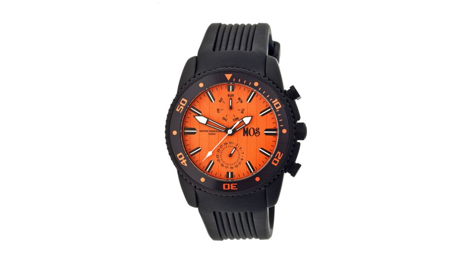 MOS TK104 Tokyo Mens Watch, 45mm, Black Strap, Orange Dial MOSTK104
