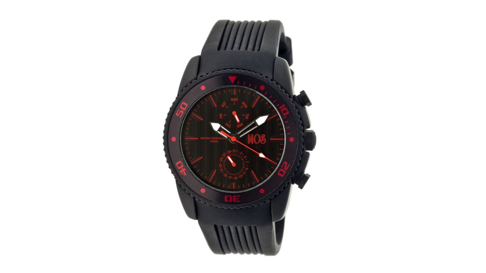 MOS TK105 Tokyo Mens Watch, 45mm, Black Strap, Red/Black Dial MOSTK105