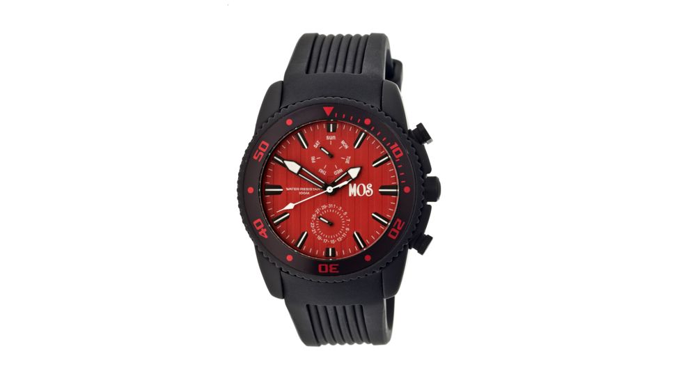 MOS TK103 Tokyo Mens Watch, 45mm, Black Strap, Red Dial MOSTK103