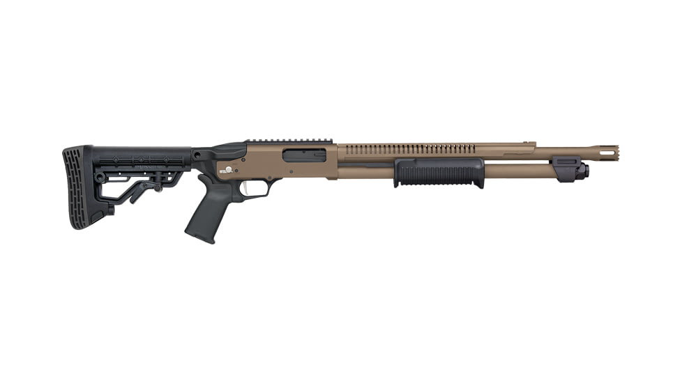Mossberg 590R 3in Adj Tactical Pump Shotgun, 12 Gauge, 18.5in BBL, Synthetic FDE Stock, Bead Sight, 6RD Capacity, Cerakote FDE, 50756