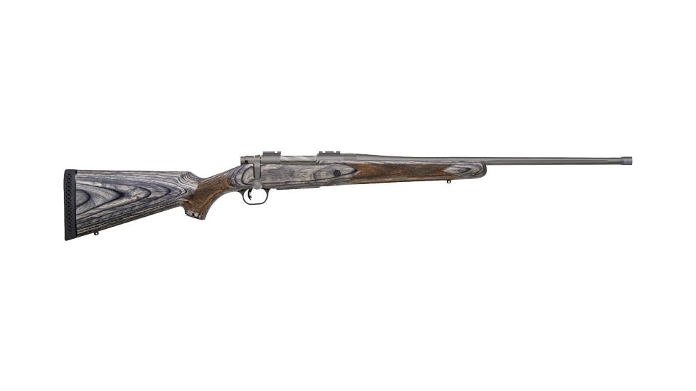 Mossberg Patriot Bolt Action Rifle, 6.5mm Creedmoor, 22in Fluted Threaded Barrel, 1-8, Laminate Grey Stock, Stainless, 28114-FRRMPG