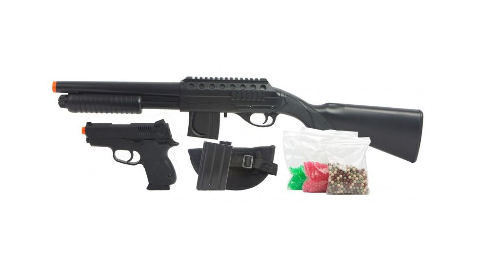 Tactical Spring  Shotgun Kit Includes Spring Pistol, 2500ct BBs, Black