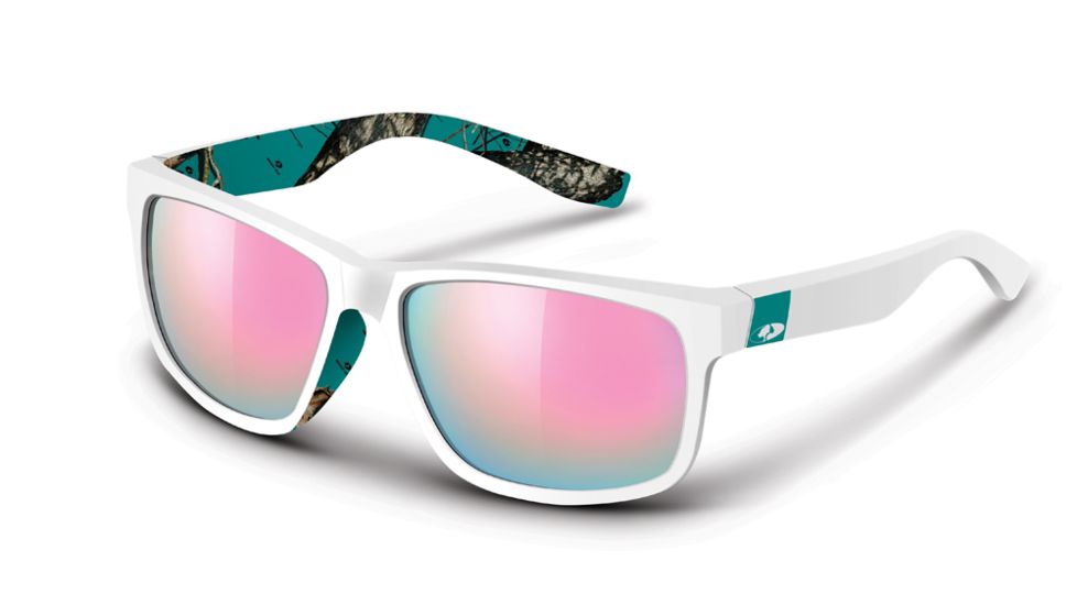 Mossy Oak Sunglass, Wasatch, White/Pnkmr-Smoke, Bu Jade, Mossy Oak MEW2078