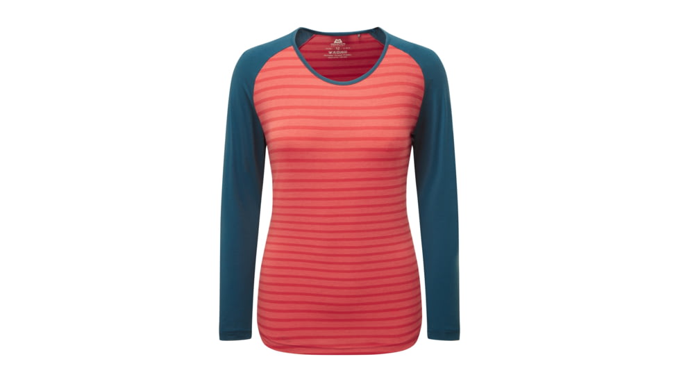 Mountain Equipment Redline Long Sleeve Tee - Womens, Rosewood Stripe/Maj, 12, 01838RosStri/Maj12