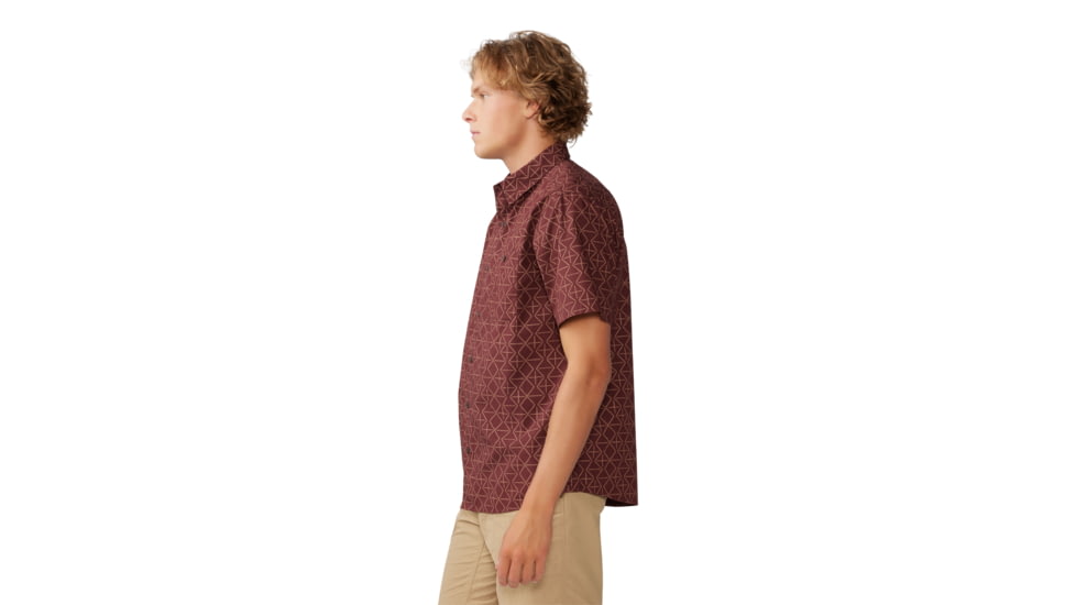 Mountain Hardwear Big Cottonwood Short Sleeve Shirt - Mens, Washed Raisin Dot Geo Print, Small, 1829001630-S