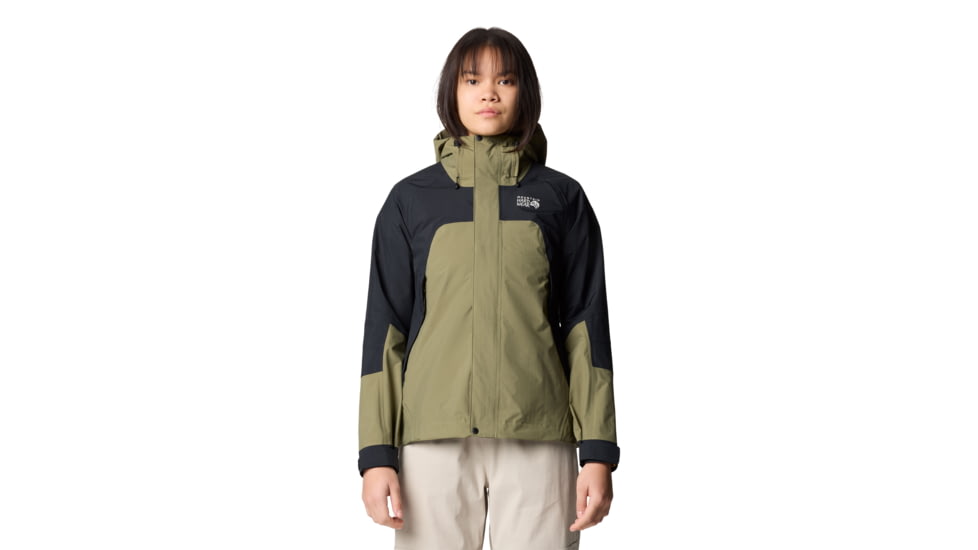 Mountain Hardwear Dry Times Hooded Jacket - Women's, Mission Olive, Black, S, 2109741-335-S