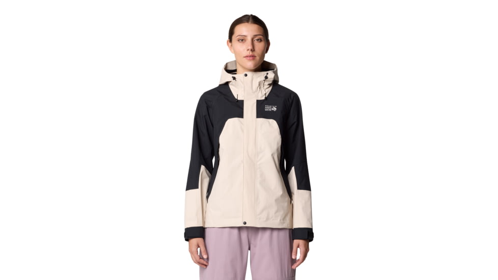 Mountain Hardwear Dry Times Hooded Jacket - Women's, Talc, Black, XL, 2109741-170-XL