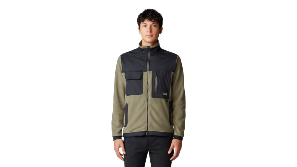 Mountain Hardwear First Tracks Fleece Full Zip Jacket - Mens, Stone Green/Black, Large, 2077631397-L