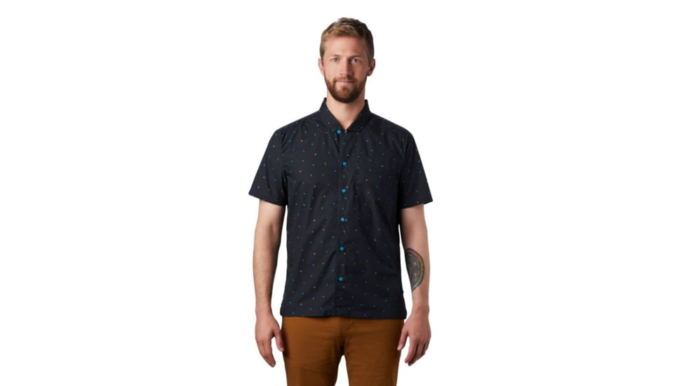 Mountain Hardwear Hand/Hold Printed Short Sleeve Shirt - Mens, Dark Storm Cam Print, Extra Large, 1879221005-DSCP-XL