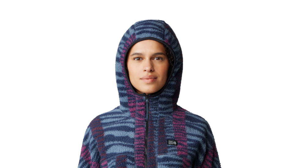 Mountain Hardwear HiCamp Fleece Printed Hoody - Womens, Montauk Blue Ridge Stripe Print, Small, 2104291430-S