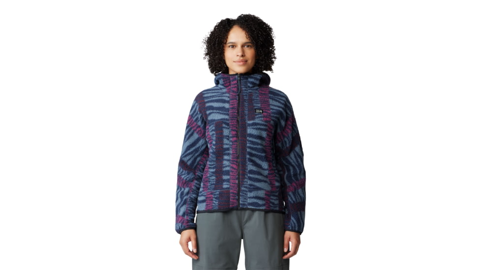 Mountain Hardwear HiCamp Fleece Printed Hoody - Womens, Montauk Blue Ridge Stripe Print, Small, 2104291430-S